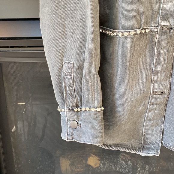 Zara grey denim jacket diamond stud, trimming - Picture 4 of 6